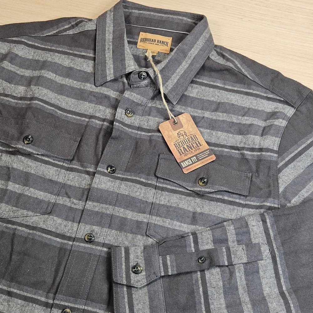 Redhead Ranch Tully Creek Blanket Flannel Shirt Mens XL Raven Stripe Flannel NEW